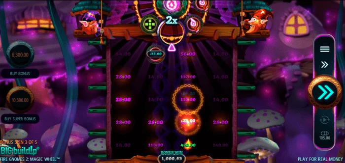 Fire Gnomes 2 Magic Wheel - アクティブなリールがあるフリースピングリッド